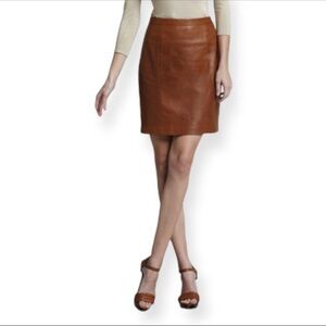 Ralph Lauren Black Label Cognac Luxury Saddle Lambskin
Leather Skirt Sz 12